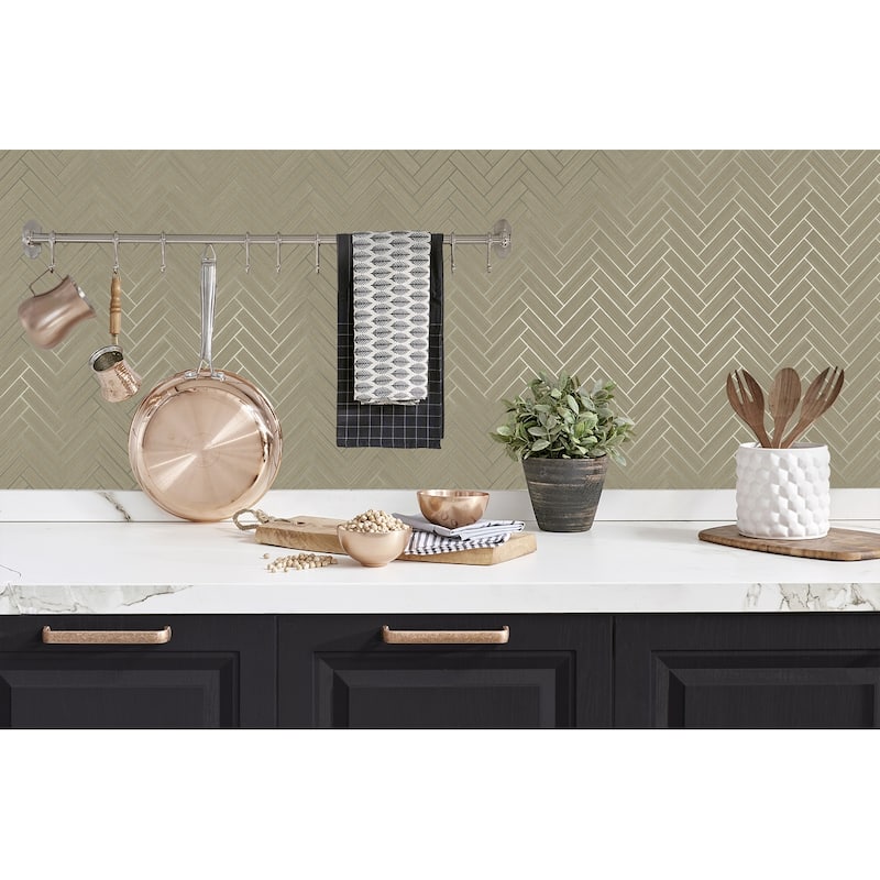 Stacy Garcia Home Herringbone Inlay Peel and Stick Wallpaper