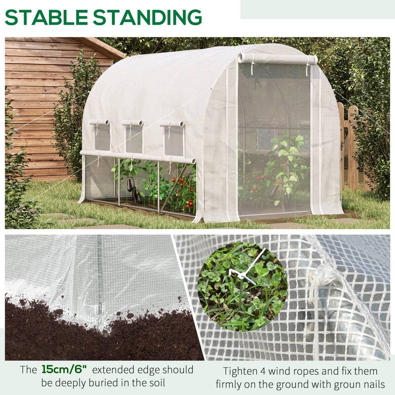 Outsunny 10' x 7' x 7' Walk-in Tunnel Greenhouse, Outdoor Plant Nursery with Anti-Tear PE Cover