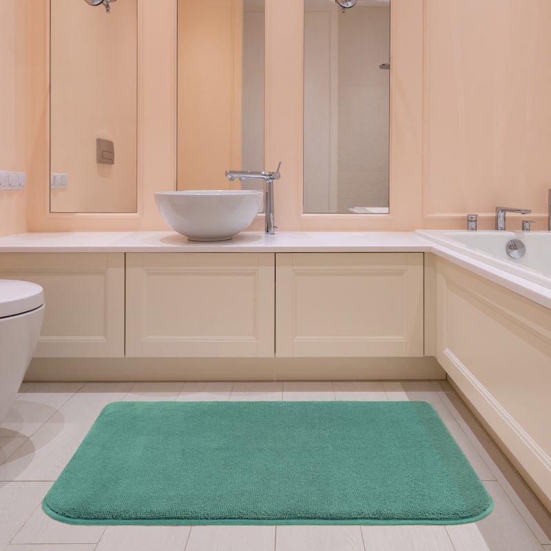 American Soft Linen Fluffy Foamed Bath Rug for Bathroom, 100% Polyester Fluffy Surface and Slip Resistant Bottom