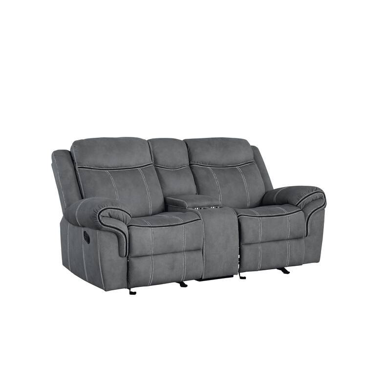 Cape May Pillow Top Arms Motion Loveseat with Console - Two Tone Grey