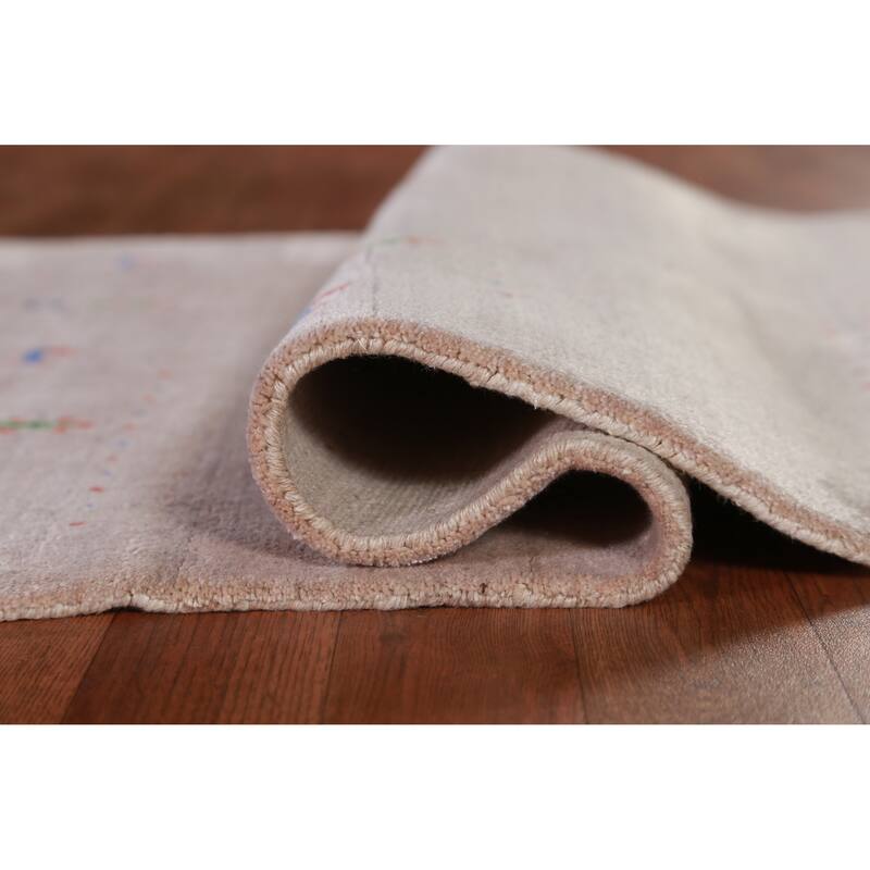 Hand Knotted Oriental 100% Wool Carpet Tribal Animal Pictorial Beige & Ivories Gabbeh Area Rug - 5' 0'' X 3' 0''