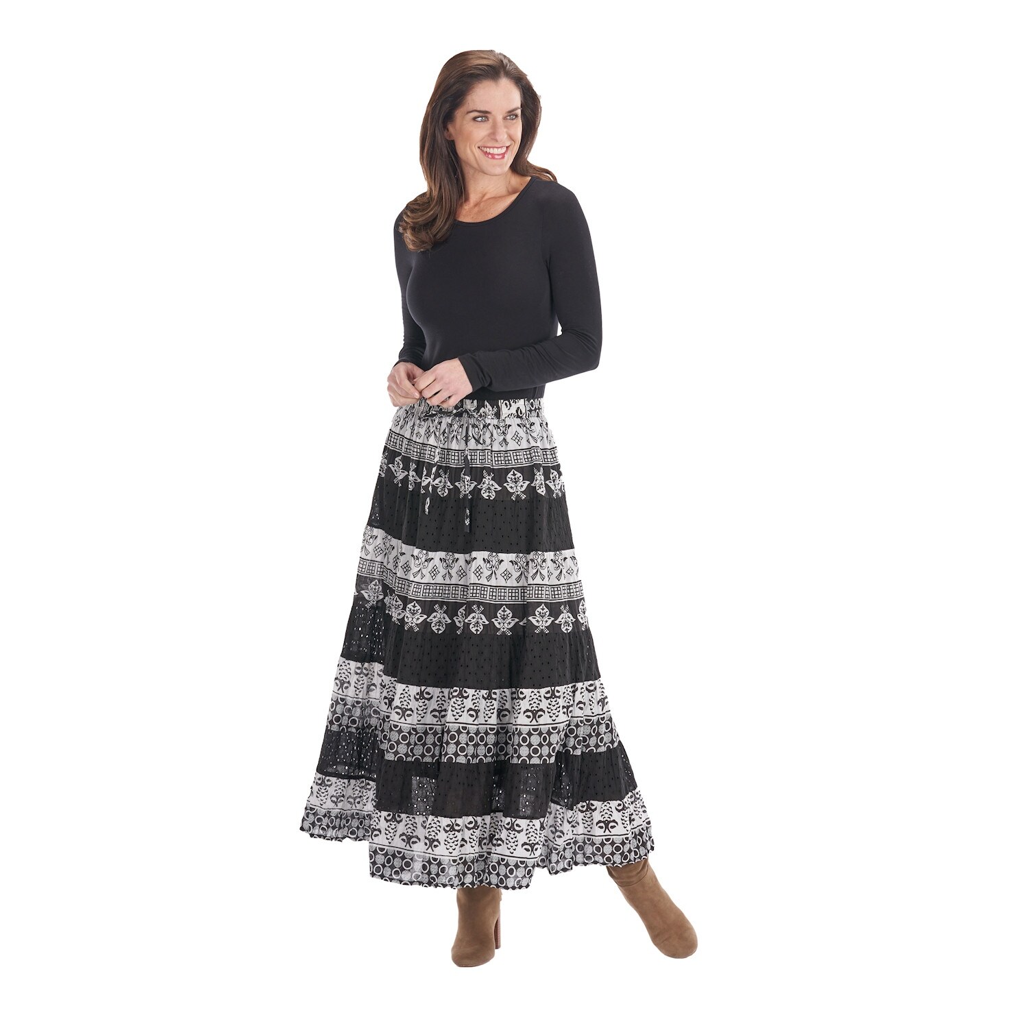 white eyelet maxi skirt