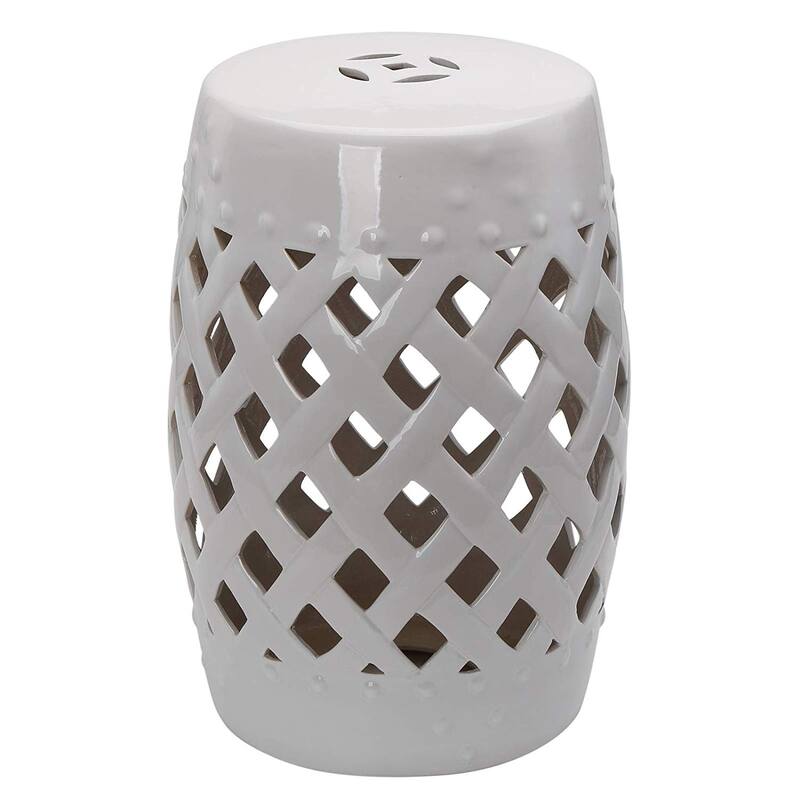Outsunny Ceramic Indoor Outdoor Lattice Garden Stool