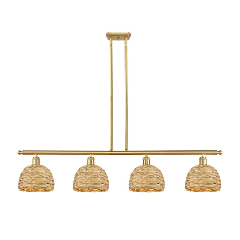 Innovations Lighting 516-4I-11-48 Woven Rattan Linear Woven Rattan 4 - Satin Gold / Natural