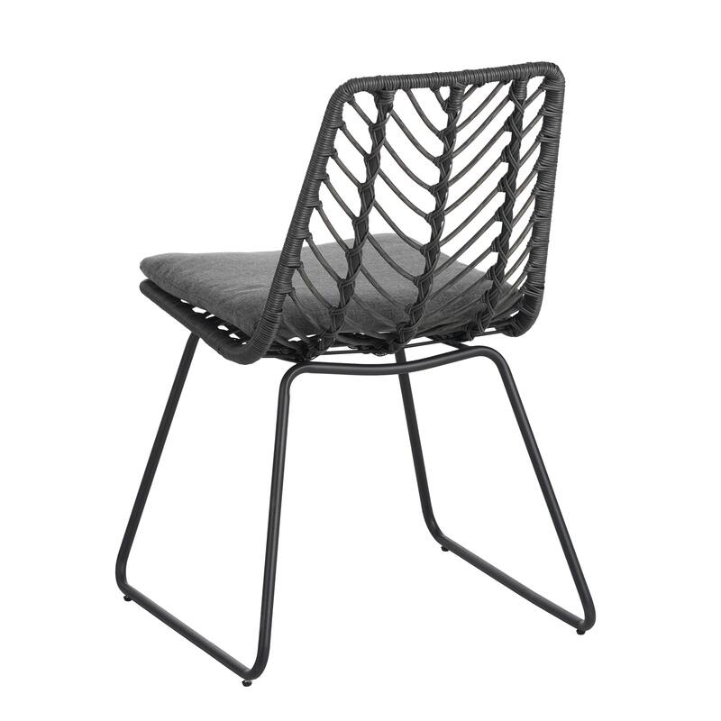 Rattan and Iron Chair Set with Cushions