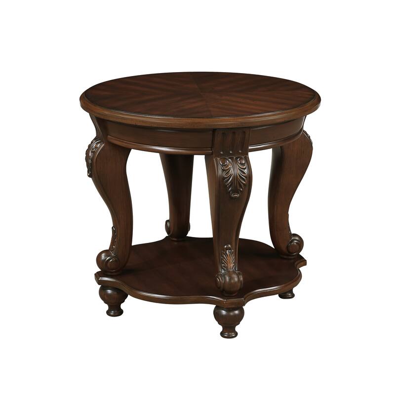 Wood Sofa Side Table with Shelf