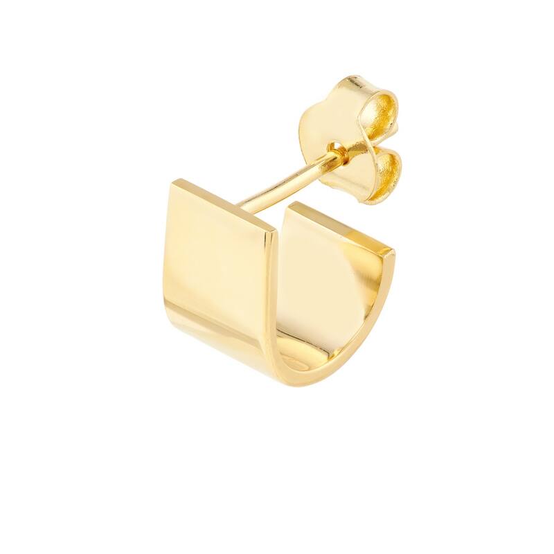 Curata 14k Yellow Gold 6.5mmx10mm Wide Flat J Hoop Earrings