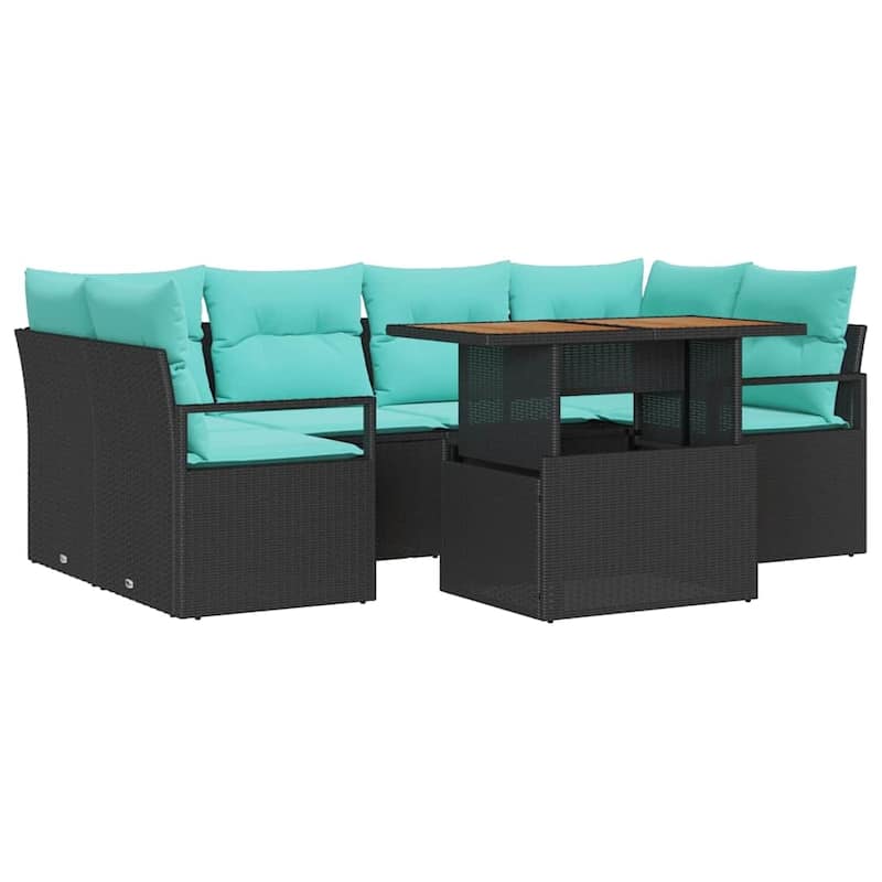 vidaXL 7 Piece Garden Sofa Set with Cushions - 92.1×48×27.2