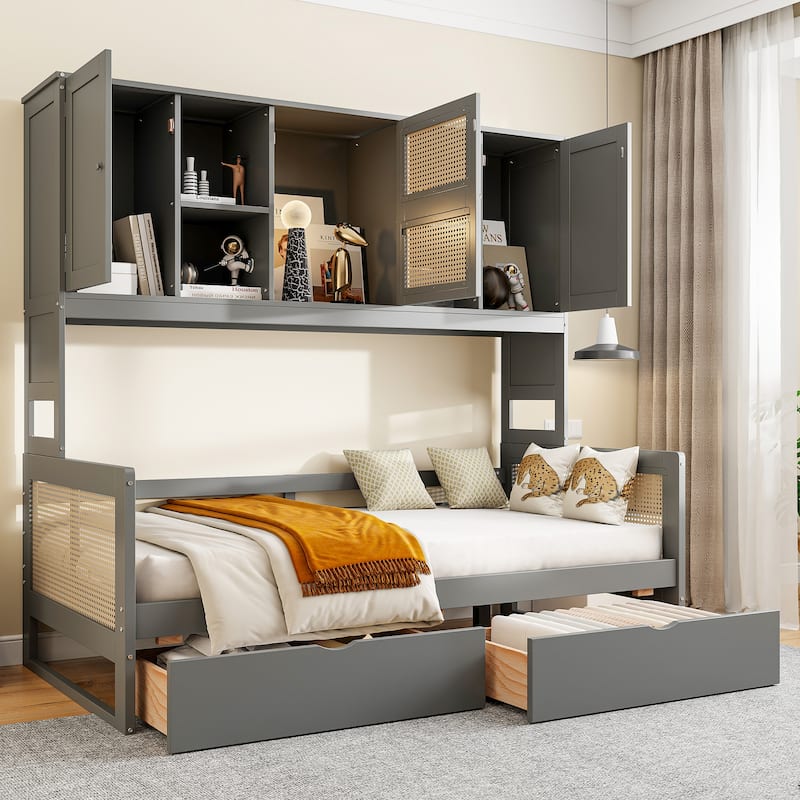 Twin Size Wooden Daybed With 2 Drawers