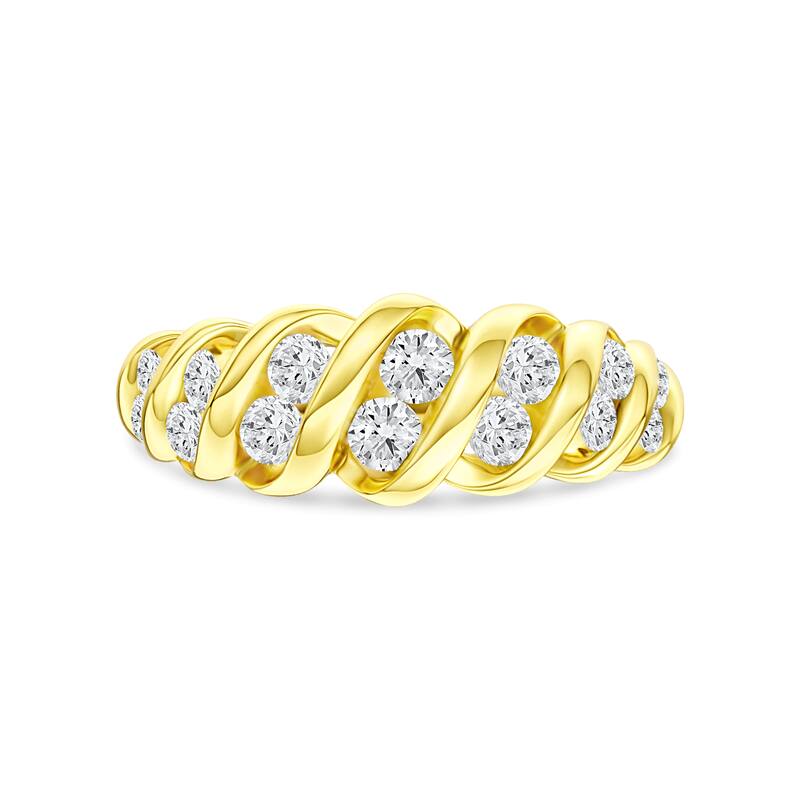 3/4ct TDW Diamond Swirling Wedding Band in 14K Yellow Gold for Women