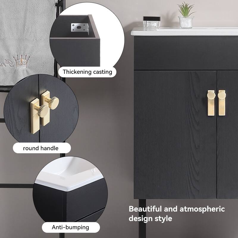 24 in. W x 19 in. D x 23 in. H Bathroom Vanity with White Ceramic Basin,Two Soft Close Cabinet Doors,Excluding faucets