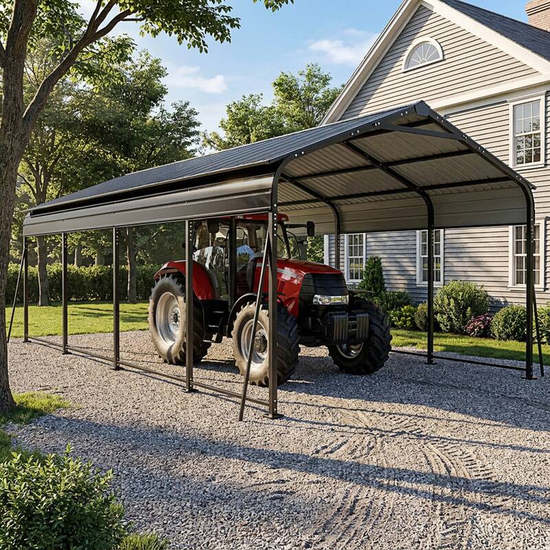 Steel Carport with Reinforced Frame, Windproof Ground Anchors