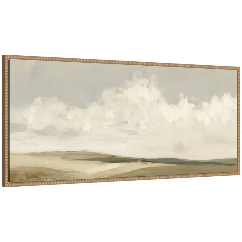 Kate and Laurel Whispering Meadows I Panel by Amy Lighthall Framed Canvas Wall Art Print - 40 x 18 - Brown