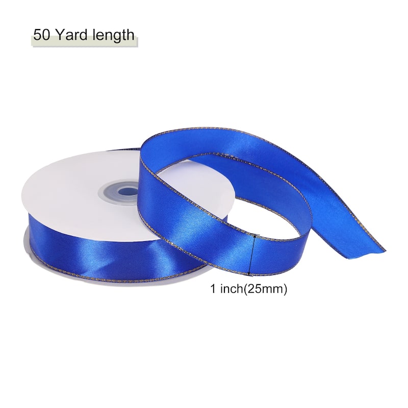 Satin Ribbon with Gold Edges Border Grosgrain Fabric Ribbon for Decor