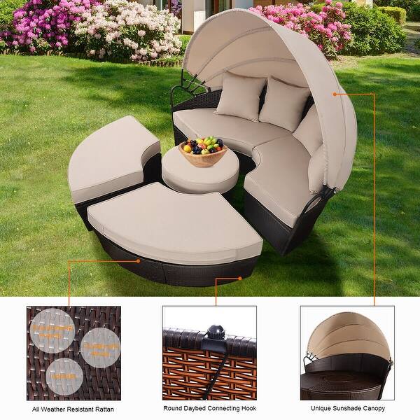 Shop Costway Outdoor Mix Brown Rattan Patio Sofa Furniture Round