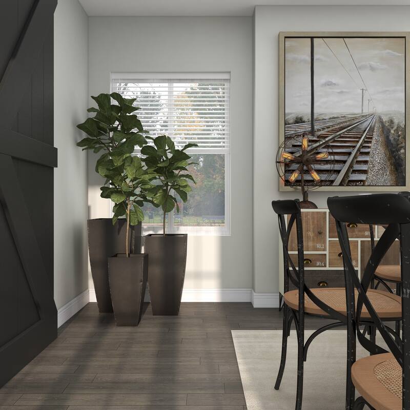 Gray or Dark Gray Metal Indoor Outdoor Light Weight Planter with Tapered Base and Polished Exterior (Set of 3)