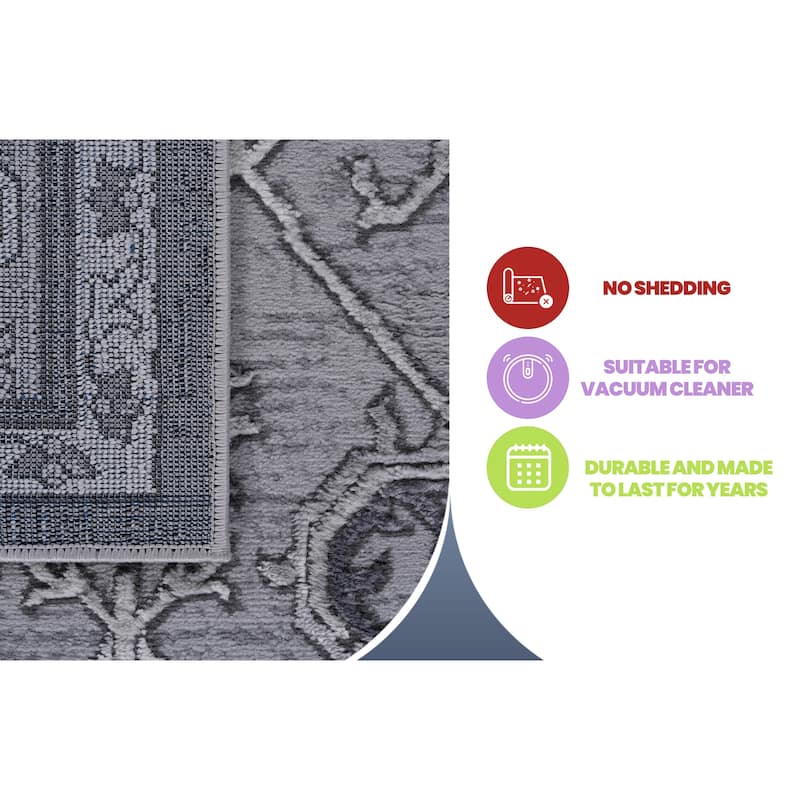 5X7 Grey/Oriental Non-Shedding Living Room Bedroom Dining Home Office Stylish and Stain Resistant Area Rug - 6' x 7'