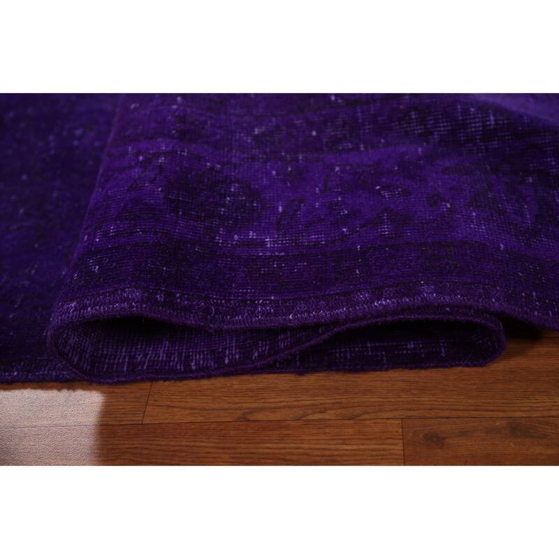 Purple Over-Dyed Anatolian Turkish Vintage Rug Handmade Wool Carpet - 6'10"x 10'7"