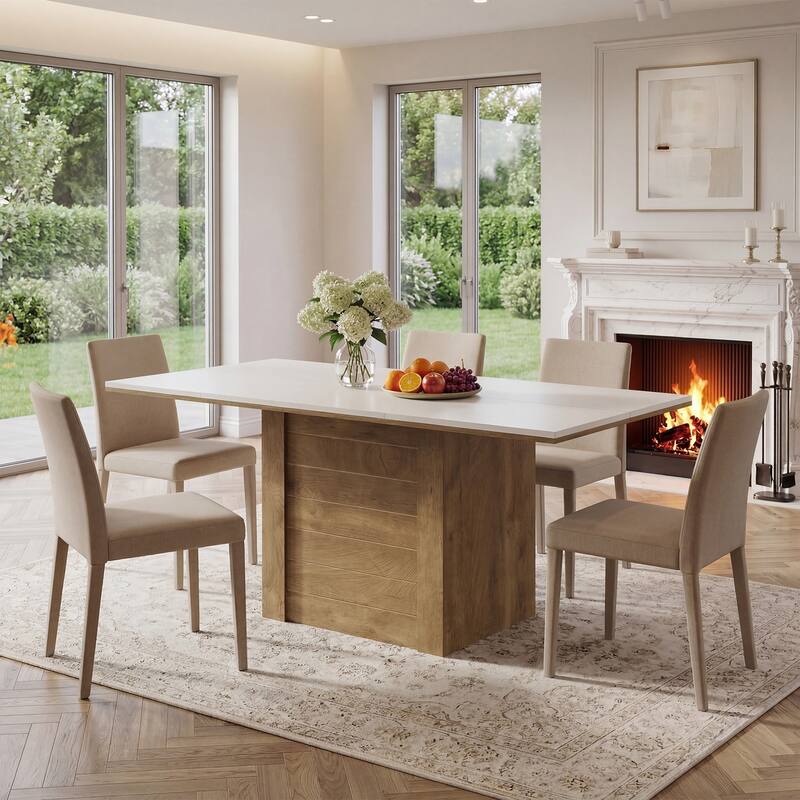 55" Rectangular Dining Table for 4 to 6 People, Kitchen Table for Dining Room & Living Room