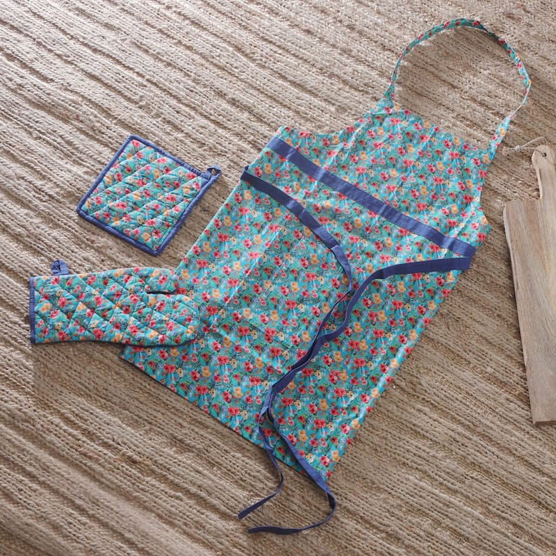 Novica Handmade Floral Flavors Apron And Kitchen Utensils (Set Of 3)