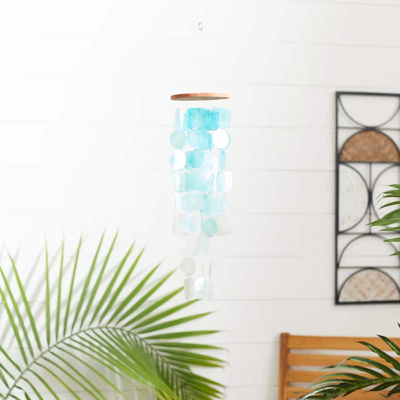 Teal Capiz Shell Waterfall Windchime