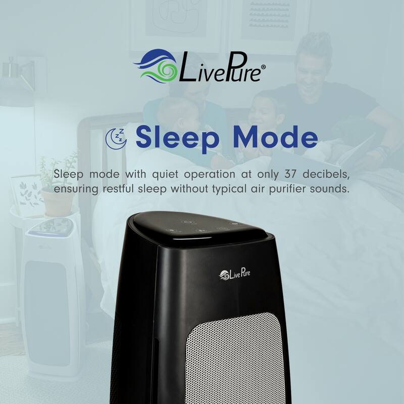 LivePure LP270THP Sierra Series Digital Tall Tower Air Purifier with Permanent Filtration