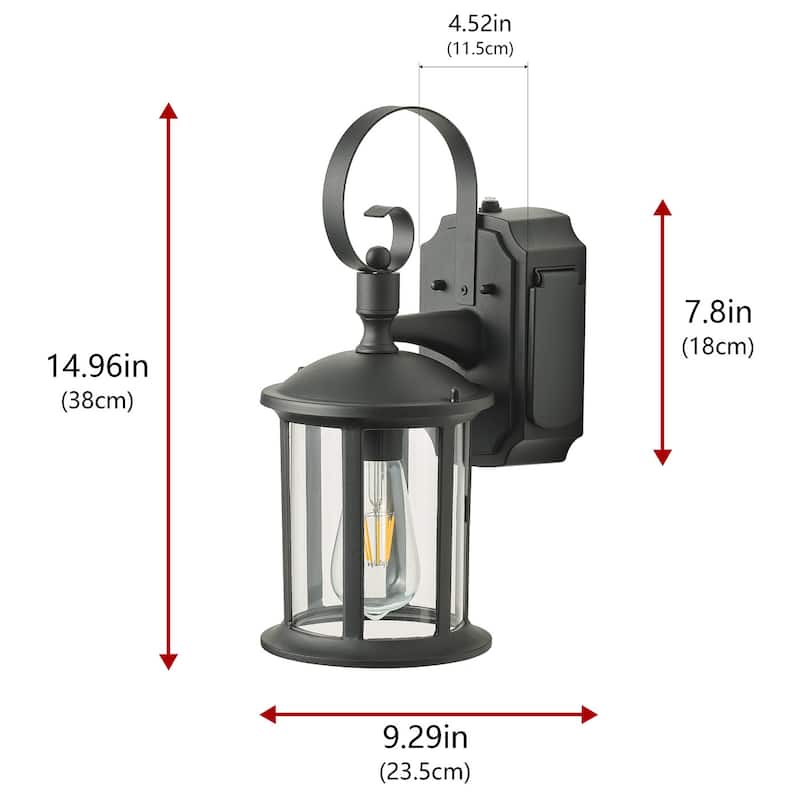 1-Light Cylinder Roof Shape Wall Sconces Outdoor Lights - 6.5"D×6.5"W×15"H