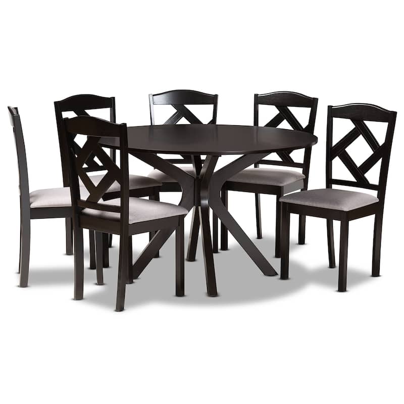 Carlin Modern and Transitional 7-Piece Wood Dining Set - Dark Oak