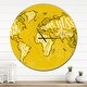 preview thumbnail 1 of 8, Designart 'Vintage Yellow Worldmap ' Oversized Global Wall CLock