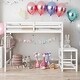 preview thumbnail 1 of 7, Twin Size Loft Bed Kids Bed with Platform Ladders and Guardrails, White White