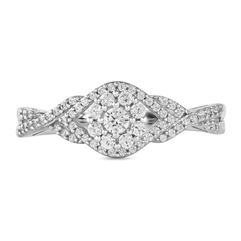 1/3ct TDW Diamond Cluster Engagement Ring in 10k Gold for Women