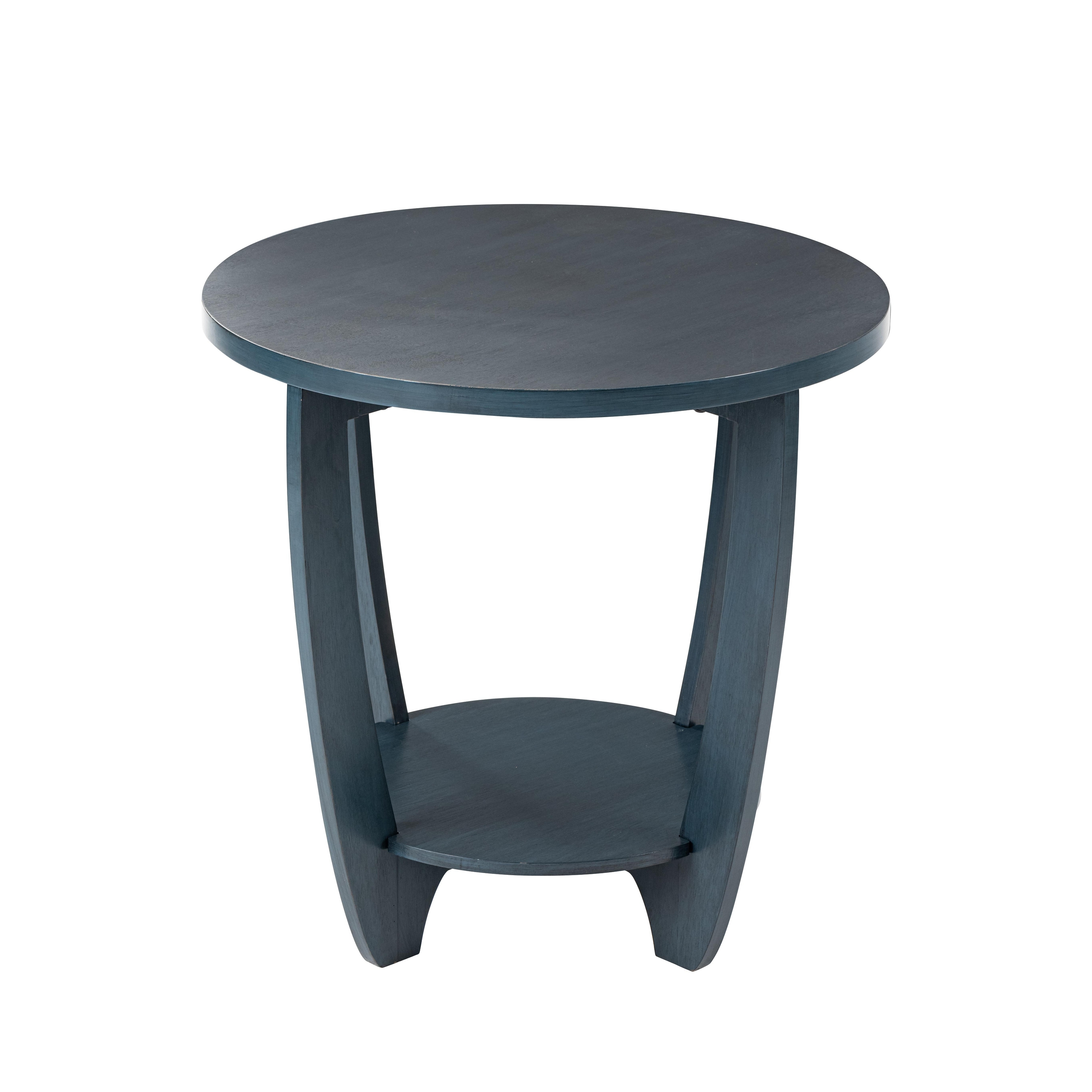COZAYH Rustic Farmhouse End Table with Storage Shelf, French Country Accent Side Table, Round