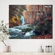 preview thumbnail 12 of 23, Autumn Mountain Waterfall Long View Landscape Photo Canvas Print - Orange