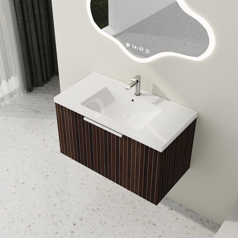 Beingnext 24"/30"/36" Bathroom Vanity with Sink, Floating Bathroom Vanity with 2 Soft Close Doors