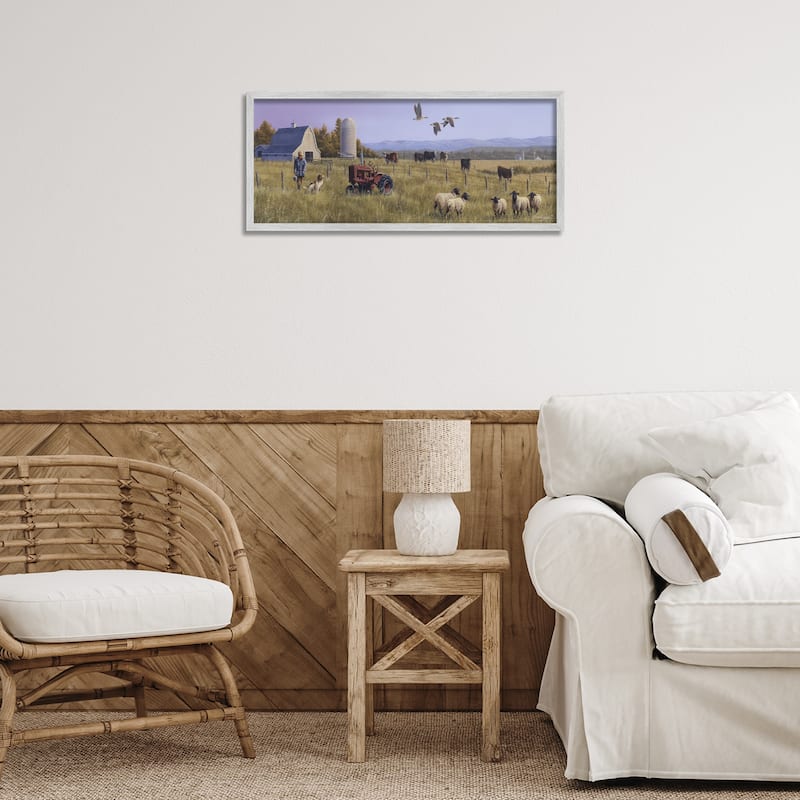 Stupell Geese Over Lush Farm Scene Framed Giclee Art Design By Frank Parker (Young)