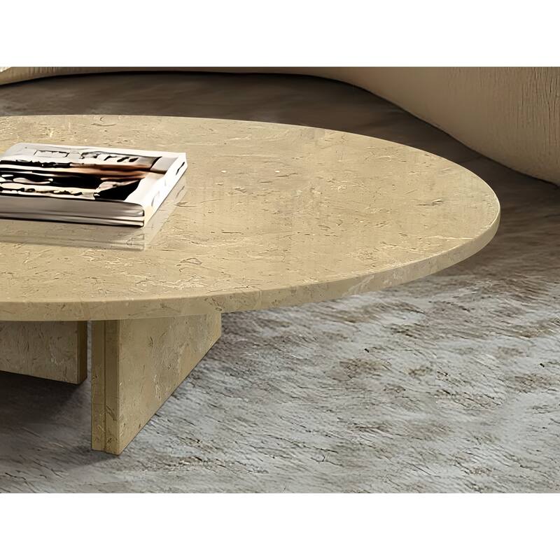 35.4" Natural Marble Stone Coffee Table