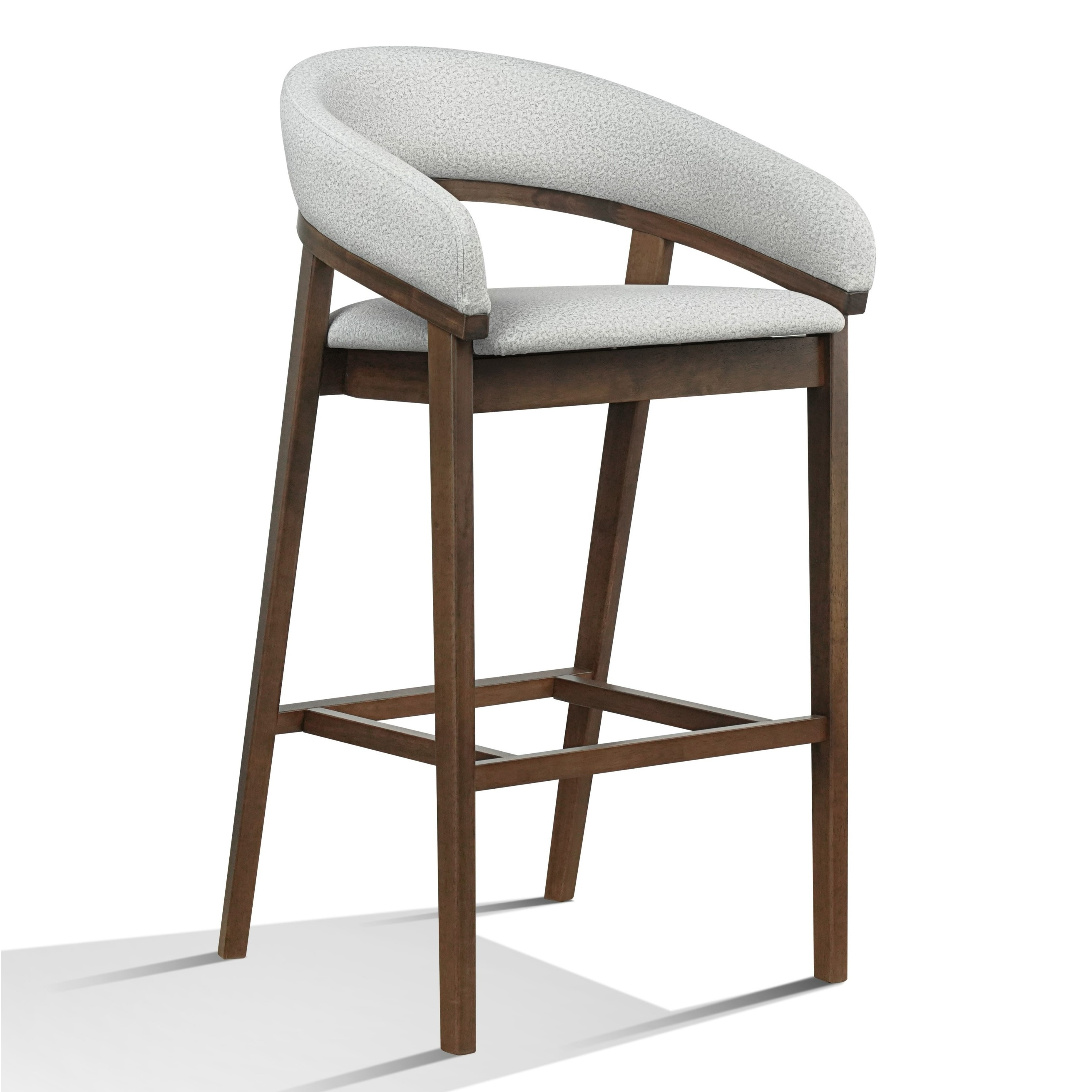 Truman Mid-Century Modern Grey & Walnut Bar Chair (Set of 2)