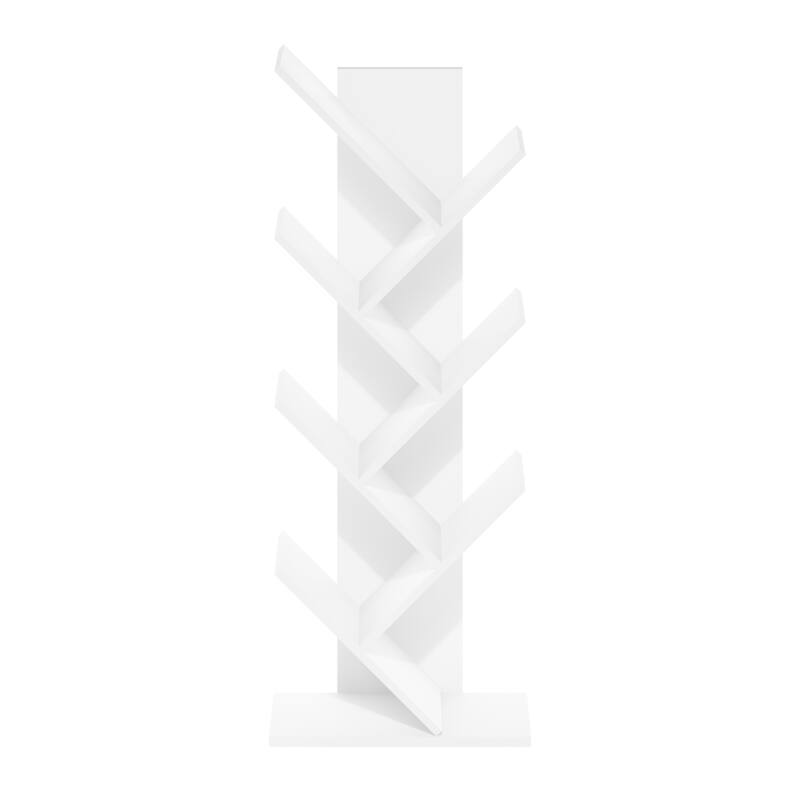 39.37 in. Tall White Wood 7-Shelf Bookcase