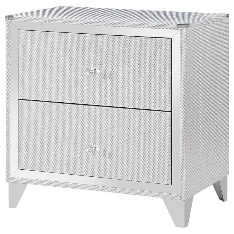 Larue Contemporary 2-drawer Nightstand Silver
