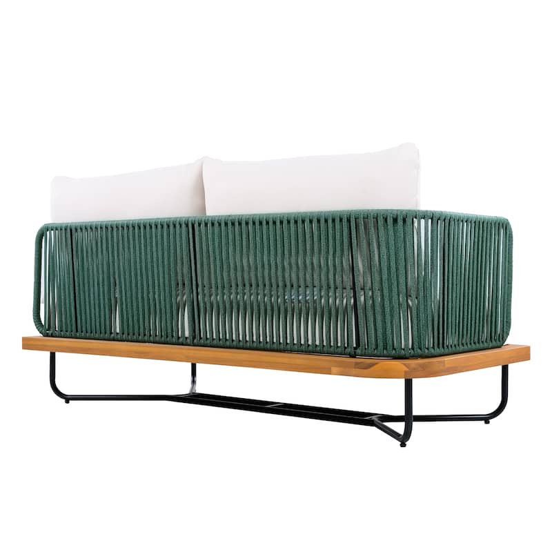 Christopher Knight Home - Evelyn Patio Outdoor Acacia Wood Rope Sofa Set