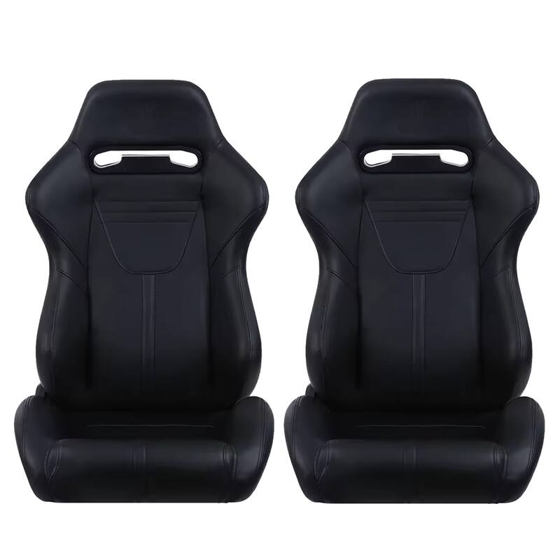 2PC Bucket Racing Seats Red Stitch Red Reclinable Back With Adjustor Slider,Not Including Seat Bracket,1 box of 2 pieces