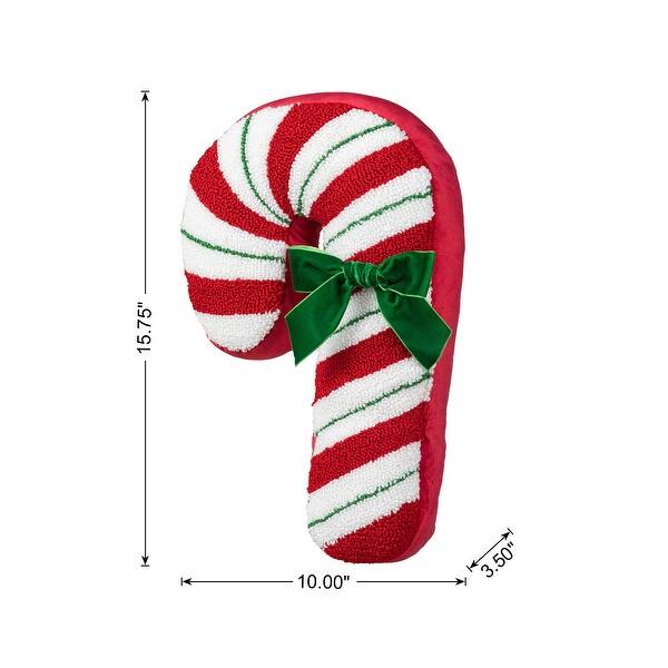 dimension image slide 0 of 2, Glitzhome 15.75"H Hooked Candy Cane Shaped Pillow Christmas Ornaments