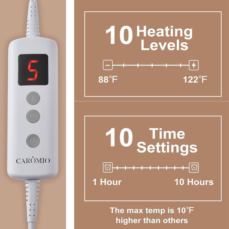 Heated Throw Blanket - Thick Tufted Sherpa Electric Blanket Throw with 10 Heating Levels and 10 Time Settings