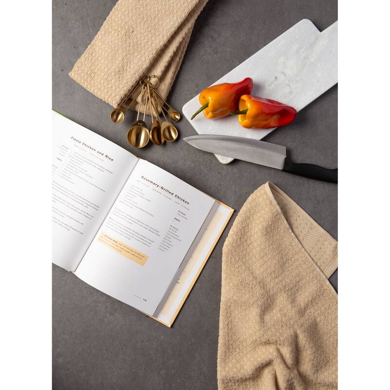 DII Solid Terry Waffle Dishtowel Set of 4