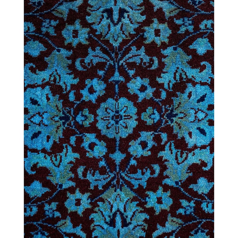 Overton Hand Knotted Wool Vintage Inspired Modern Contemporary Overdyed Blue Area Rug - 3' 2" x 5' 1"