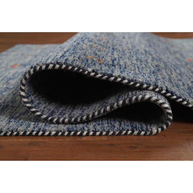 Hand Knotted Oriental 100% Wool Carpet Tribal Animal Pictorial Navy Blue & Blues Gabbeh Area Rug - 5' 10'' X 3' 11''