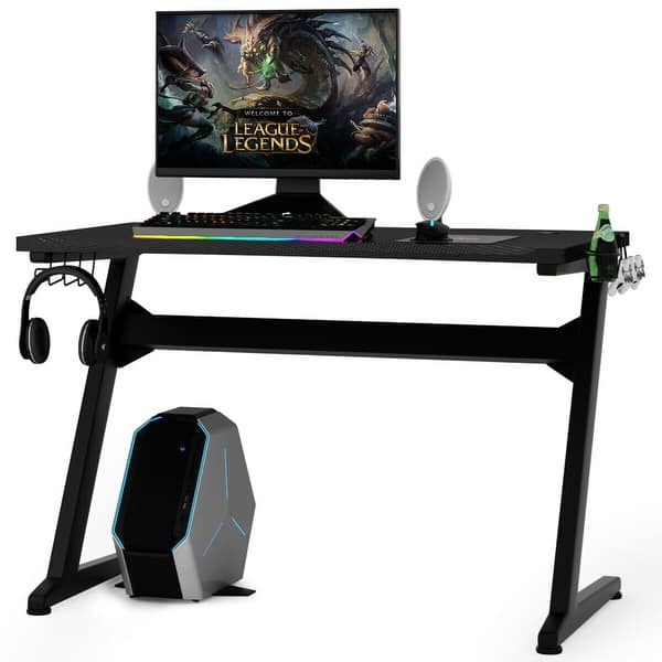 Shop Gymax Gaming Desk Computer Studio Desk Pc Table Z Shape Gamer