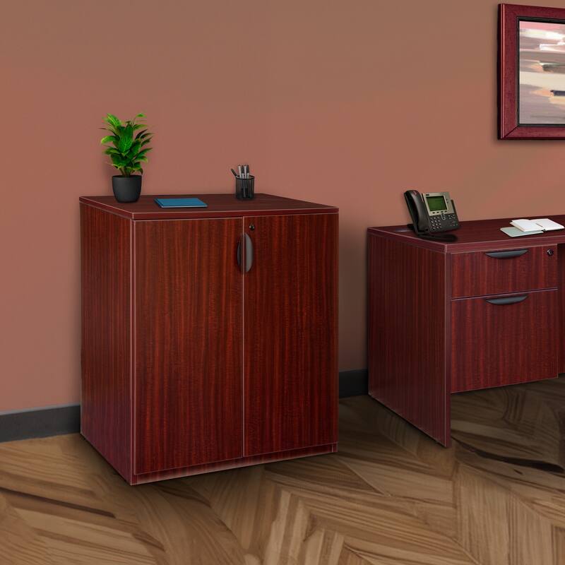 Stand Up Storage Cabinet Mahogany - Tall Free-Standing Cabinet with Shelves for Organized Storage Anywhere