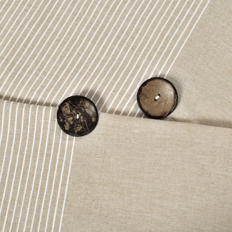 Lush Decor Farmhouse Button Stripe Yarn Dyed Woven Cotton Shower Curtain