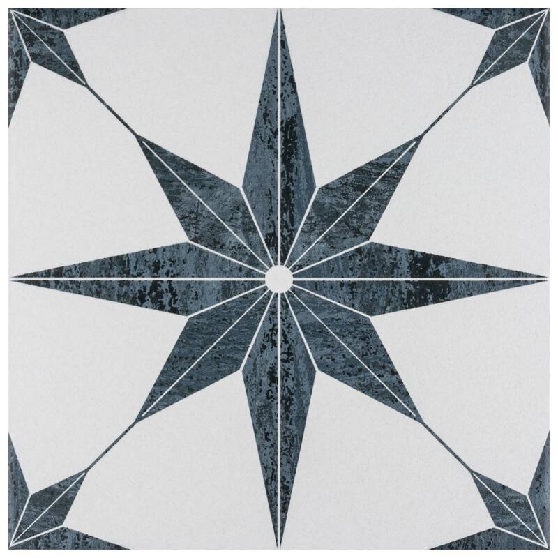 Merola Tile Cassis Stella Black 9-3/4" x 9-3/4" Porcelain Floor and Wall Tile